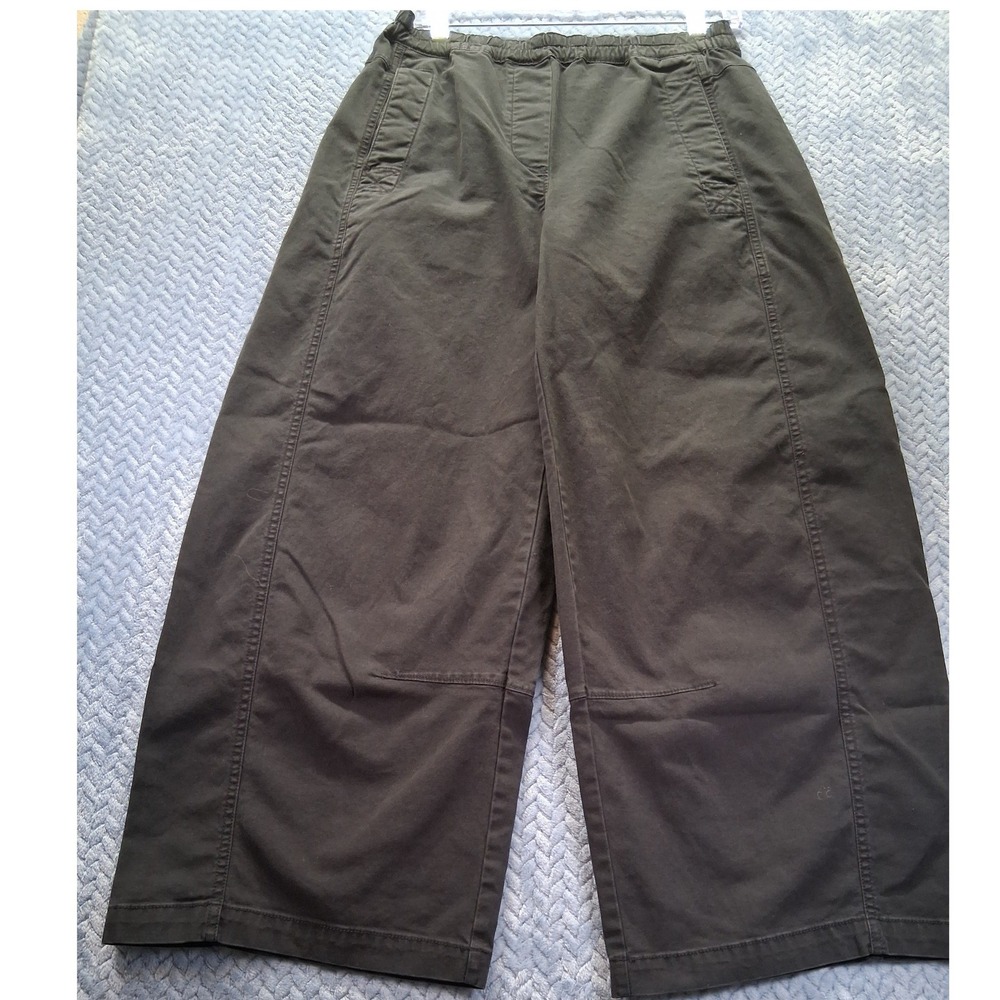 Banana Republic Painters Pull On Pants Black Wide Leg Crop Women's Small Stretch